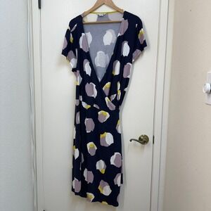 BODEN Wrap Dress Size 18L Boho Bold Print Cotton Modal Summer Party Resortwear